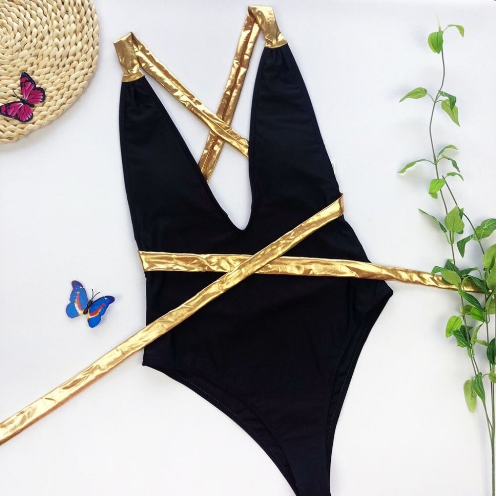 NWT Black and Gold Monokini. - Picture 6 of 7